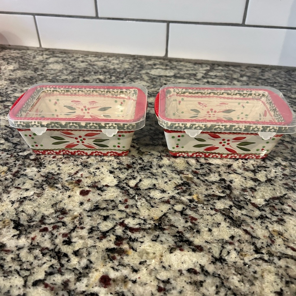 Temptations Christmas Floral Glass Containers with Lids